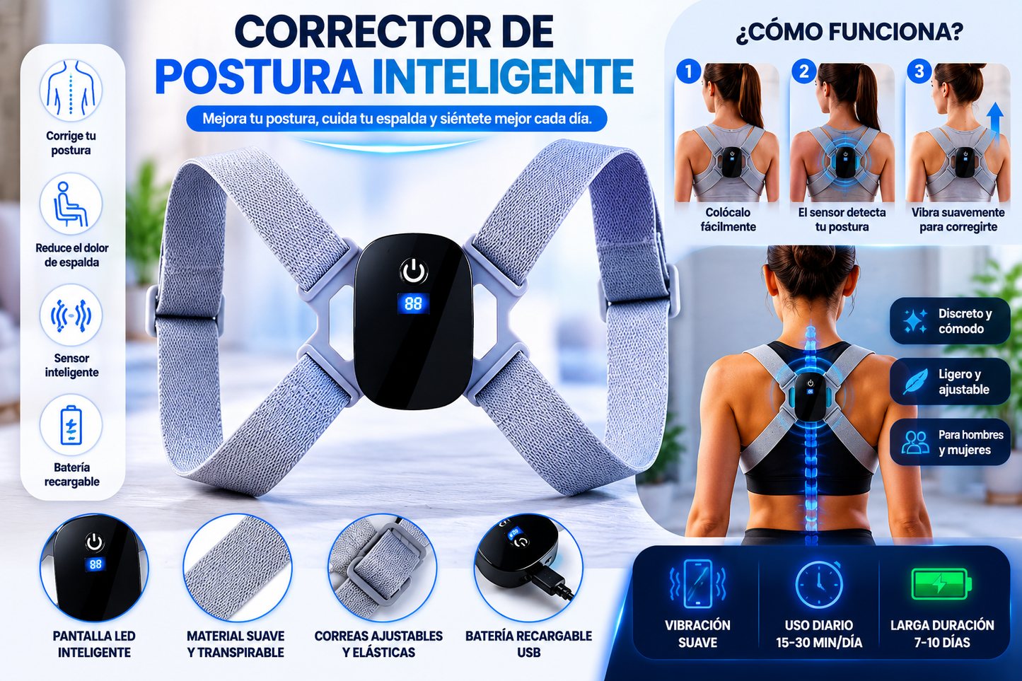 SpineUp™ Corrige tu postura. Alivia el dolor. Transforma tu vida.
